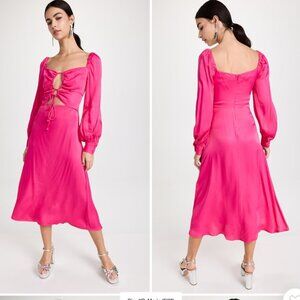 FARM RIO NWT Pink Cutout Maxi Dress Long Sleeve Size XS